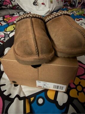 UGG Kids Brown Suede Slip-On Moccasin Slippers